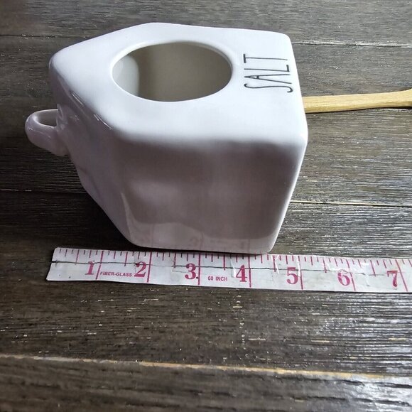 Rae Dunn Magenta Artisan Collection Salt Pig Cellar Box with Wooden Spoon - Picture 9 of 10